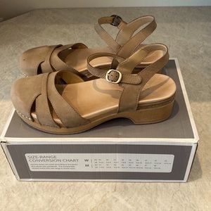 DANSKO Betsey Taupe Milled Nubuck Sandals Wedge
